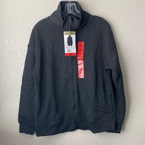 MONDETTA Women's Heathered Full Zip Fleece, Heather Black/M